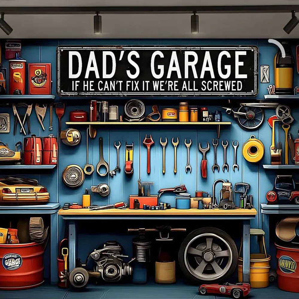 Dad's Garage Metal Tin Sign, Novelty Street Sign, Home Decor, Decorative Plaque, Decorative Wall Sign for Home Farmhouse Garage, Living Room Decor, Home Decor Products, Vintage Garage Signs