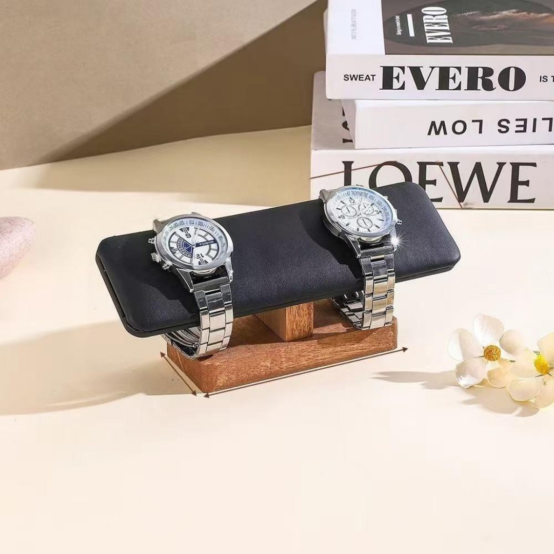 Premium Walnut-Colored Bracelet Watch Charm Display Stand Market Stall Counter Jewelry Display Rack Solid Wood Display Stand custom logo