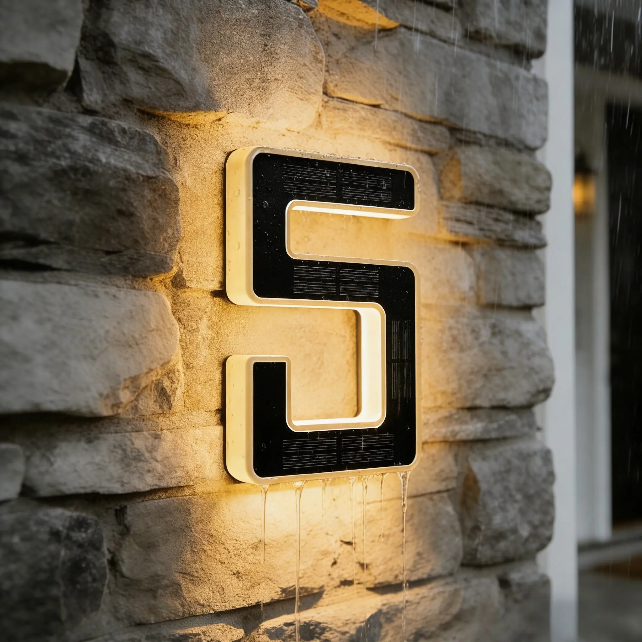 9 Inch Solar Lighted House Numbers for Outside, Light Up Waterproof LED Address Numbers Signs for Houses, Large Personalized Illuminated Exterior Modern House Numbers Light
