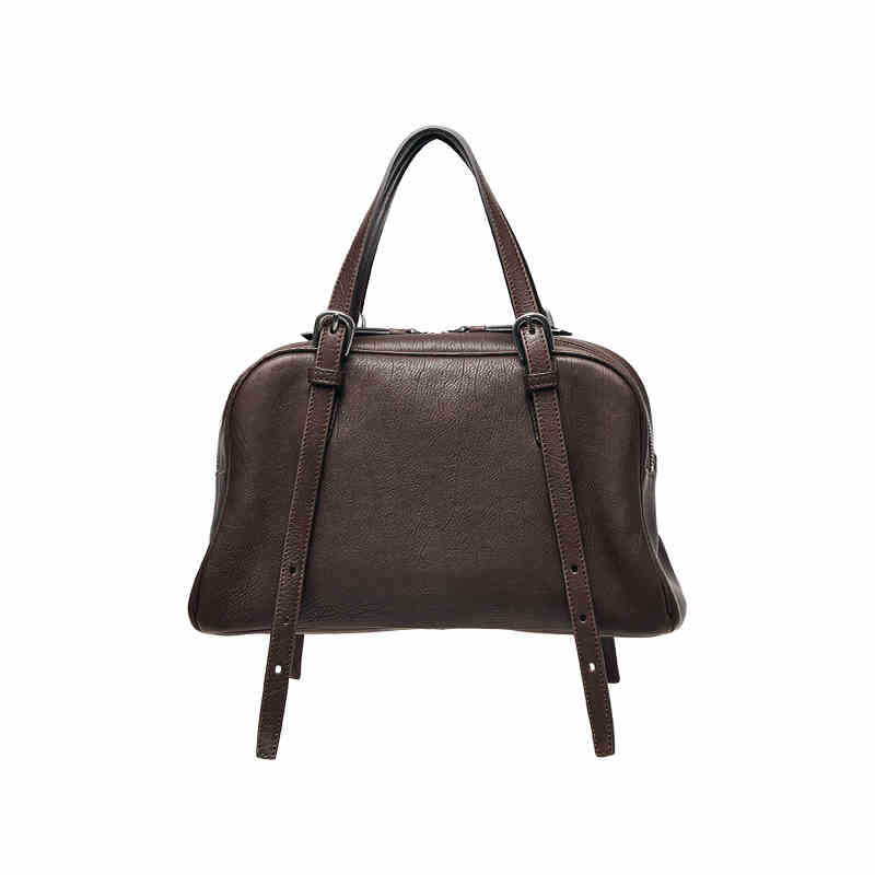 Structured Leather Satchel Tote – Top Handle Bag with Adjustable Straps in Espresso Brown