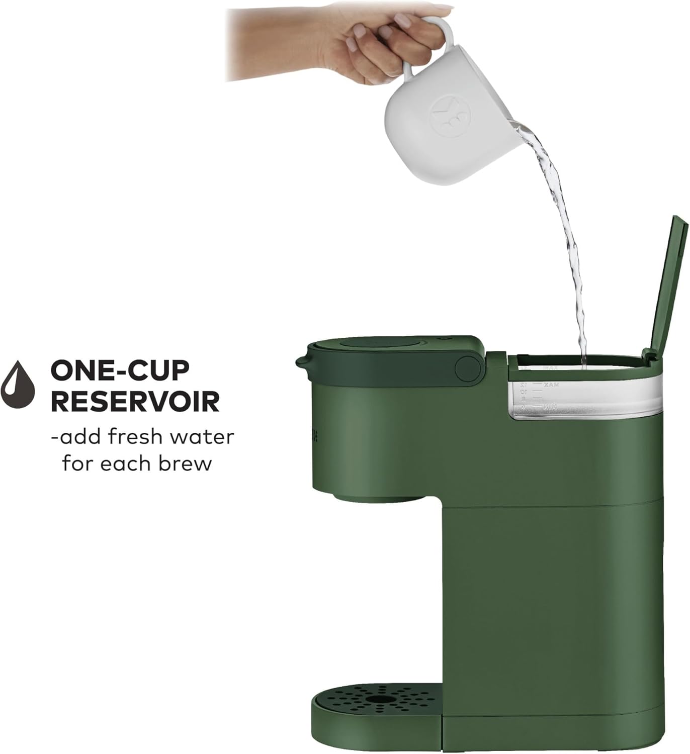 Coffee maker, brews 6 to 12 ounces, with cord storage, perfect for small spaces Green