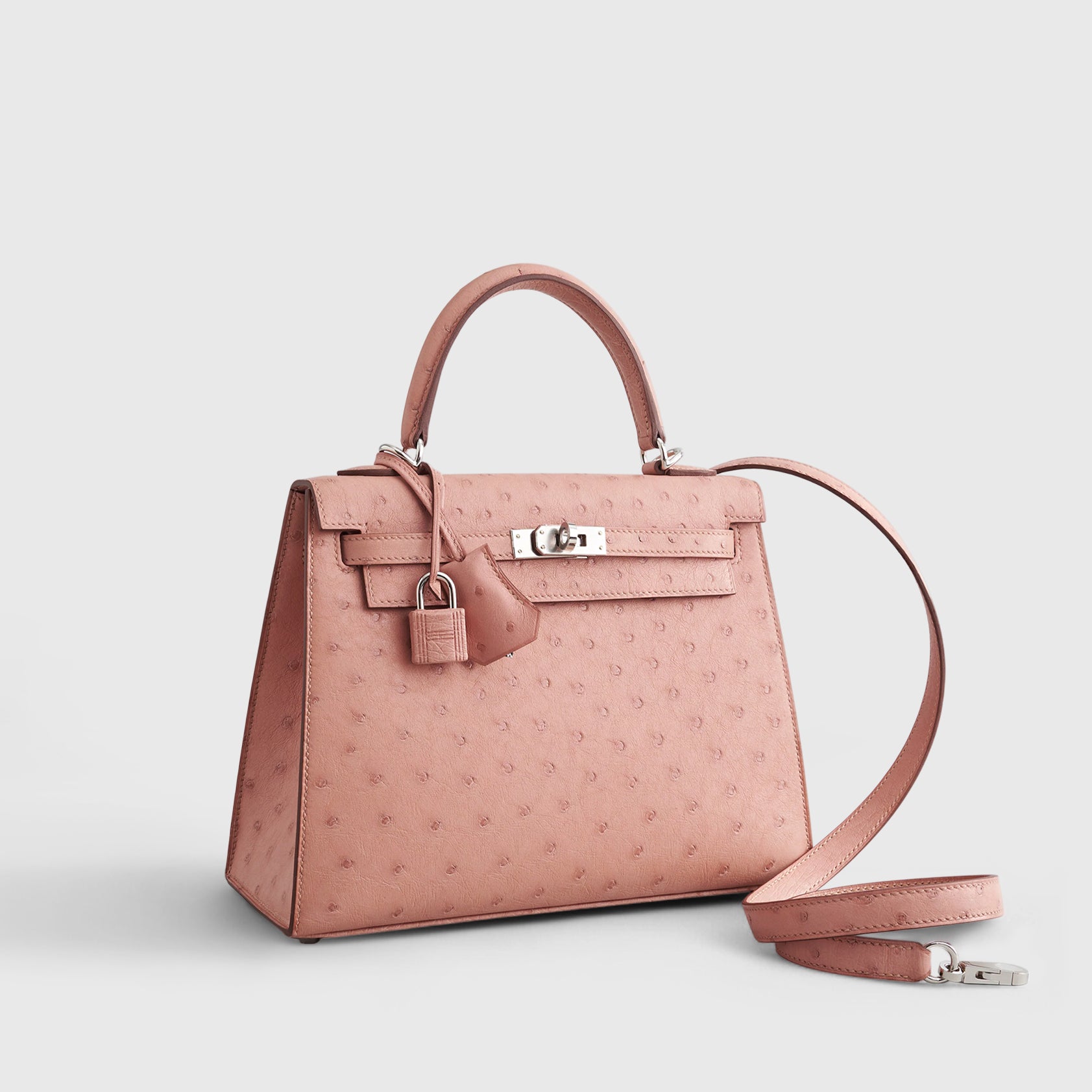 Hermès Kelly 25 Ostrich Terre Cuite Palladium Hardware