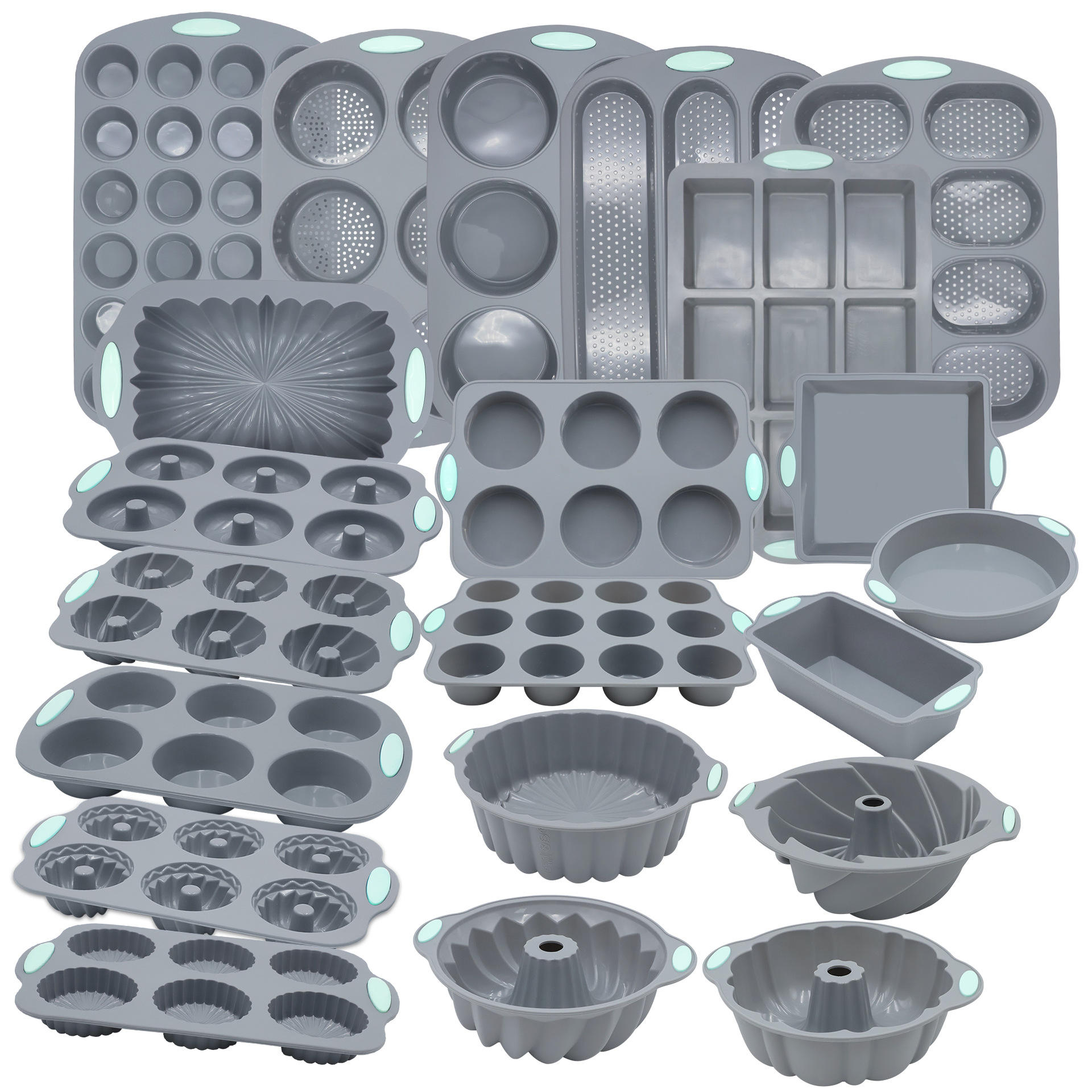 Non-Stick Food Grade Silicone Baking Set, Heat Resistant Cake Mold & Tray