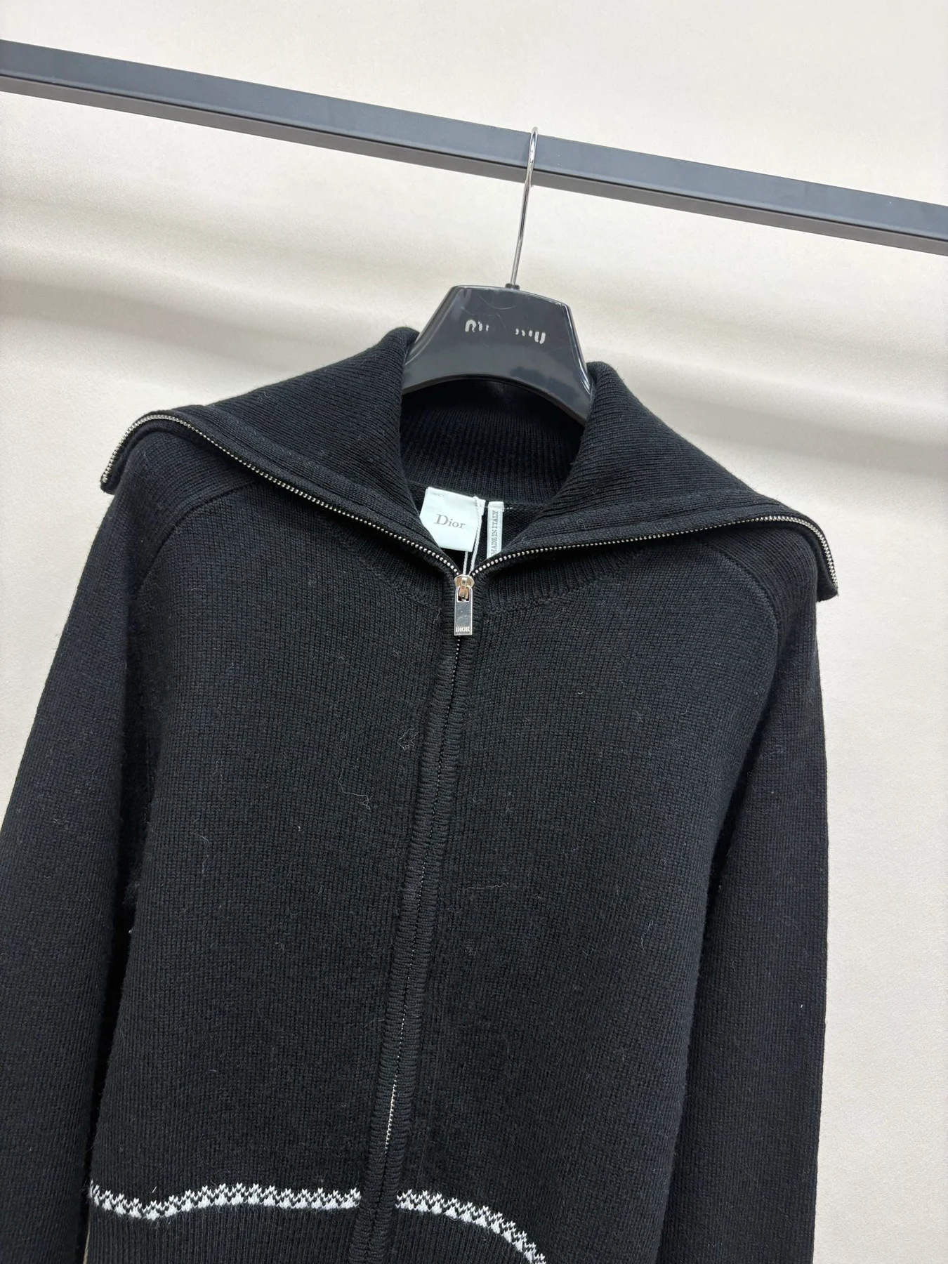 Dior 26FW Reißverschluss Cardigan Schwarz Jacken EZ199965