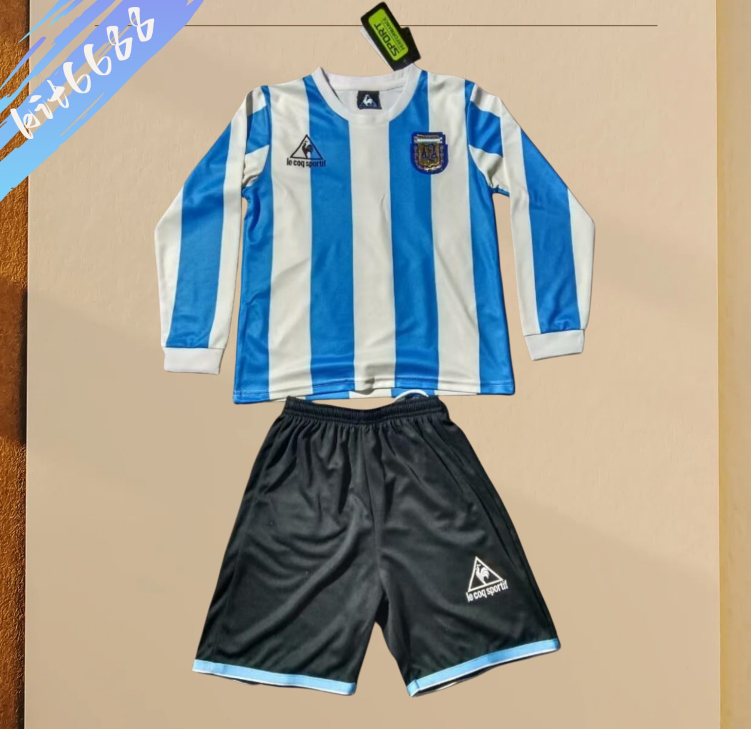 1998 Argentina home Retro long sleeves Football Shirt ( Kids Kit )