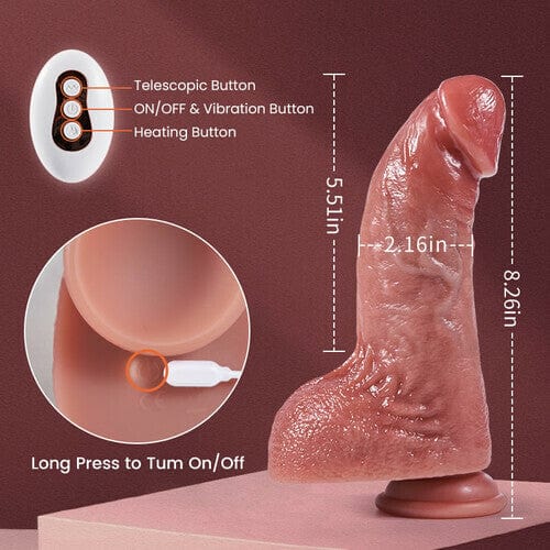 5.51‘’ Derek Curved Glans Free Lubricant P and G Spot Stimulation Realistic Anal Dildo Thrusting Heating Vibrating