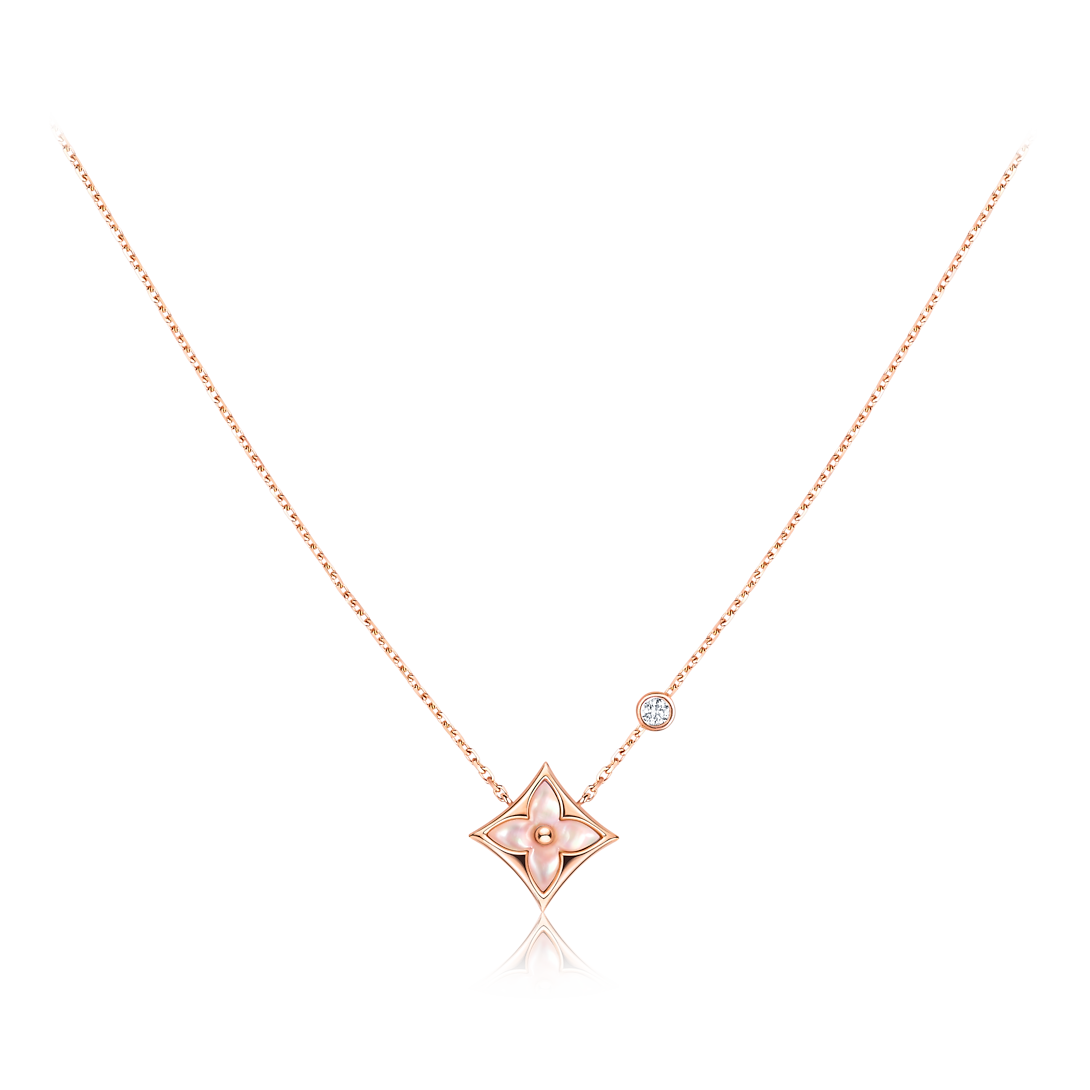 Color Blossom BB Star Pendant, Pink gold, Pink Mother-of-Pearl and diamond Q93612