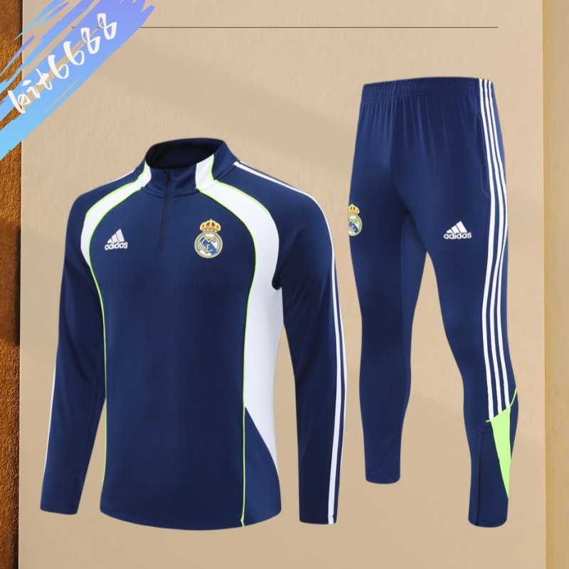 25/26 Real Madrid blue Half Zip Training Kit (Adult Kids Kit)
