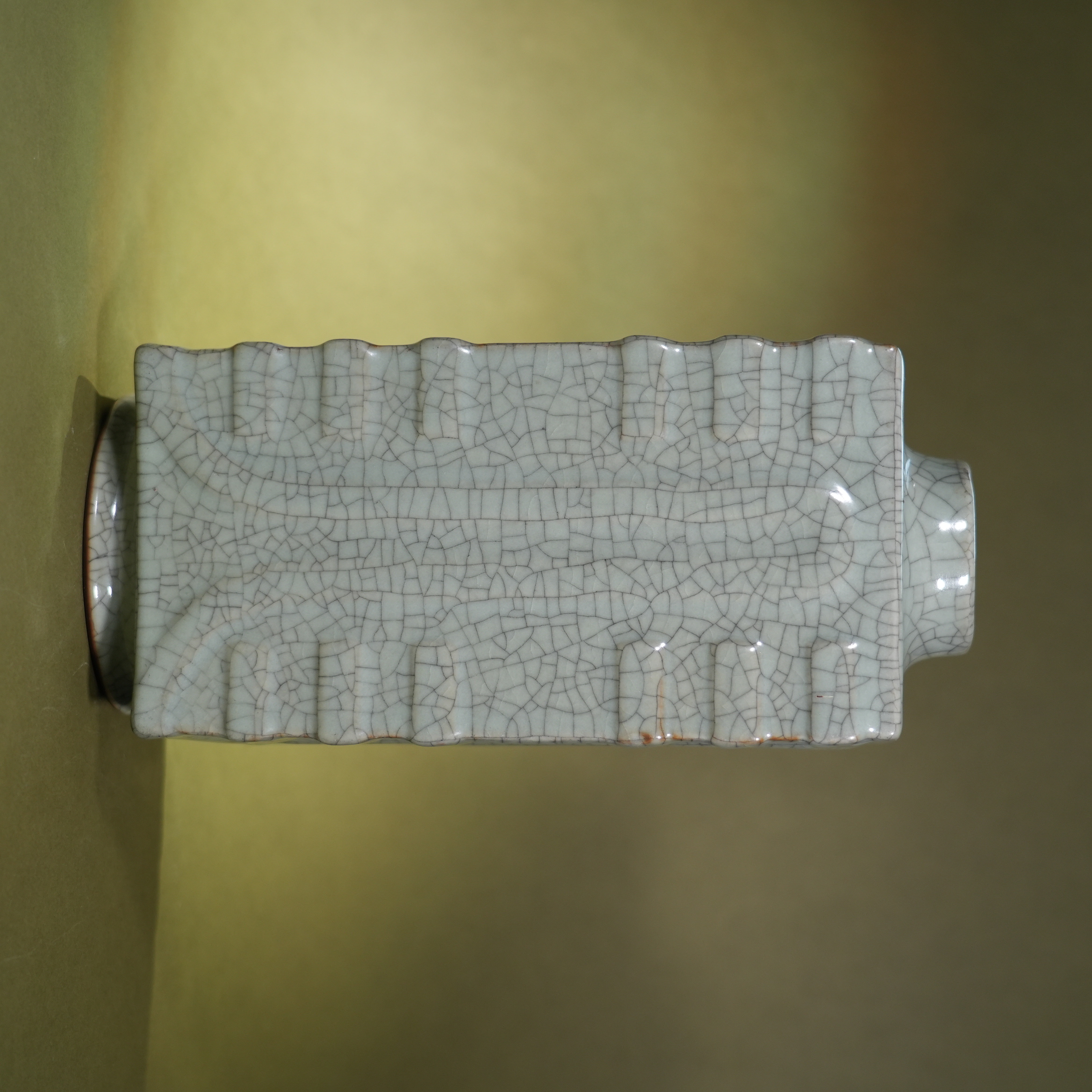 Ancient Chinese Ge Glaze Bagua Cong-shaped Porcelain Vase