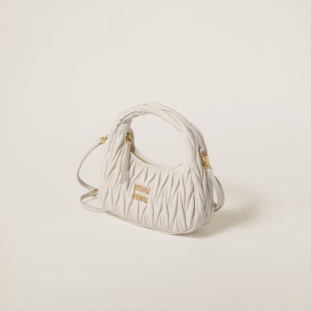 Wander matelassé nappa leather hobo bag White