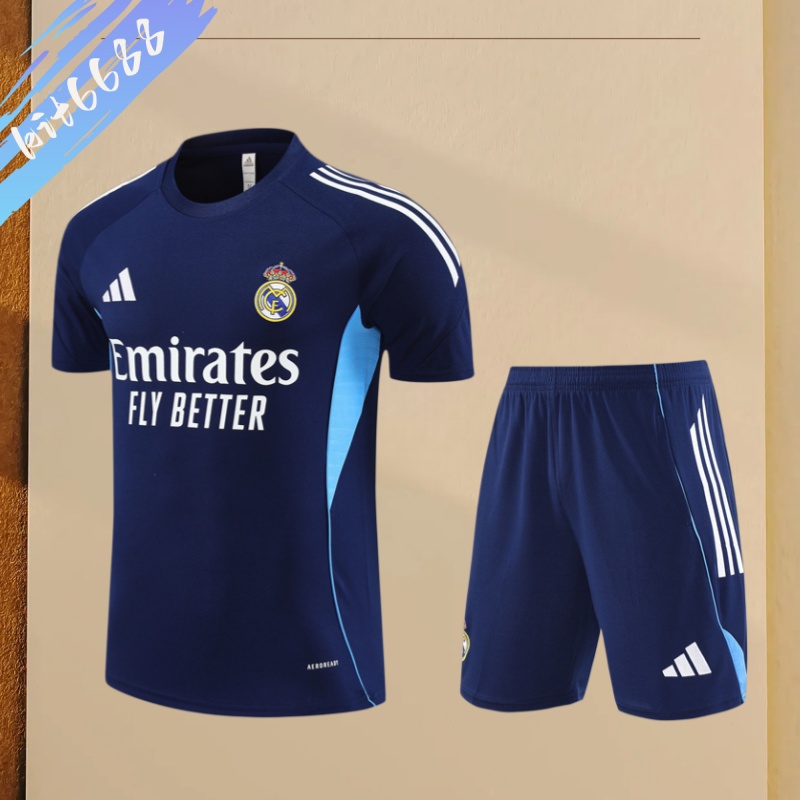 25/26 Real Madrid royal blueShort  Sleeve Training Wear ( Adult kit Kids )