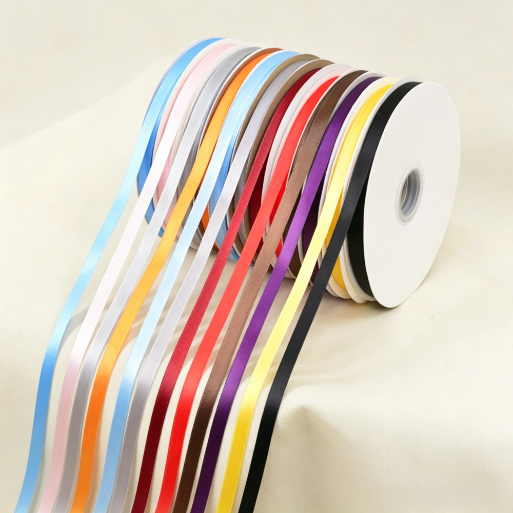 1Cm Solid Color Polyester Ribbon, Colorful Floral And Baking Decorative Ribbon, Diy Bow Craft Silk Ribbon, Cake Gift Wrapping Ribbon For Factory Wholesale