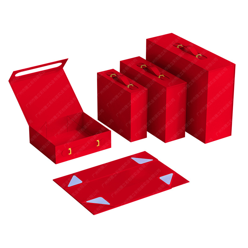 One Piece Leather Collapsible Magnetic Gift Box With Handle, In Stock Portable Packaging Box, Small Batch Custom Logo Wholesale