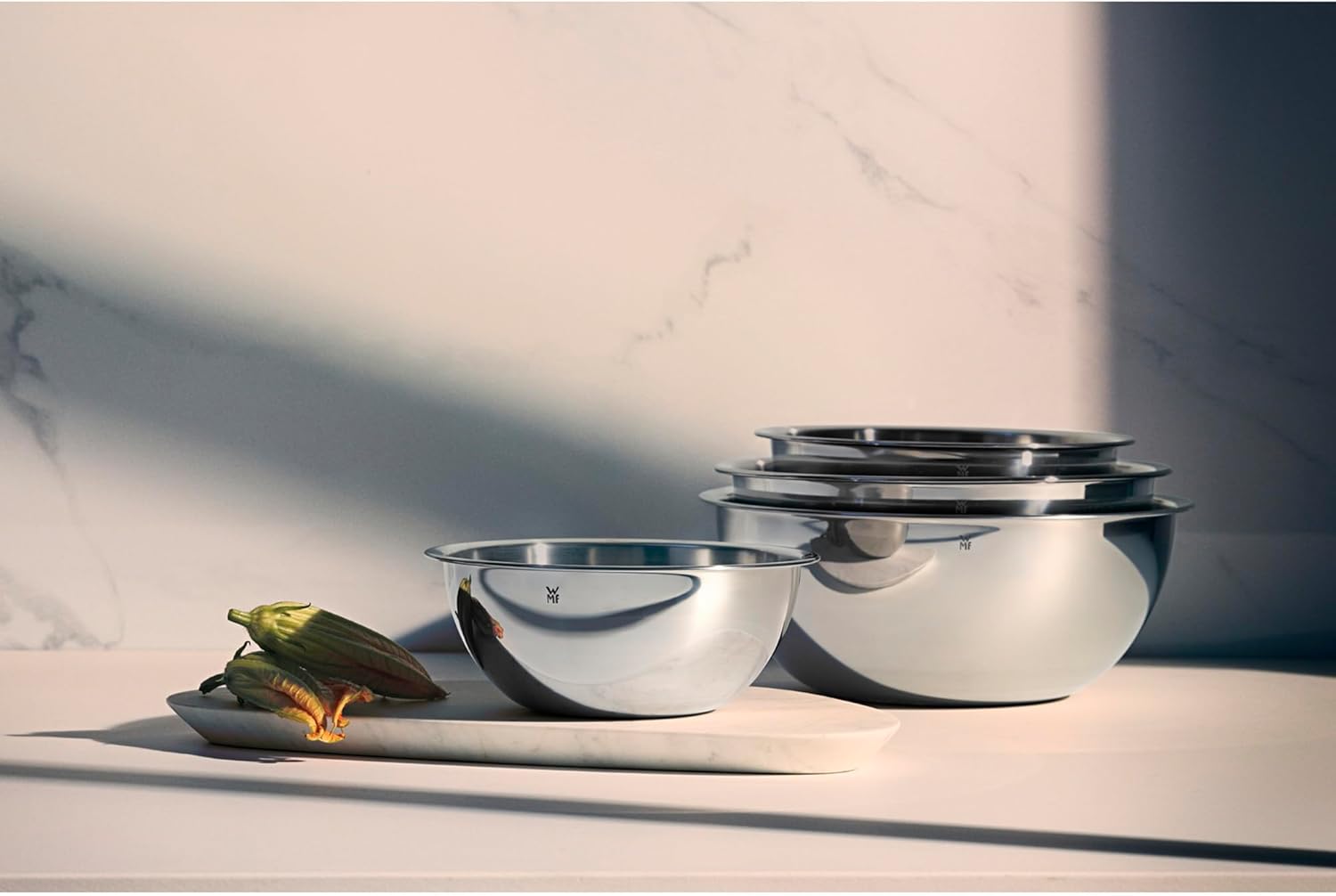 WMF 645709990 Gourmet Bowl Set for Kitchen 4-Piece. Cromargan Stainless Steel. Multifunctional. Mixing Bowl. Serving Bowl. Stackable