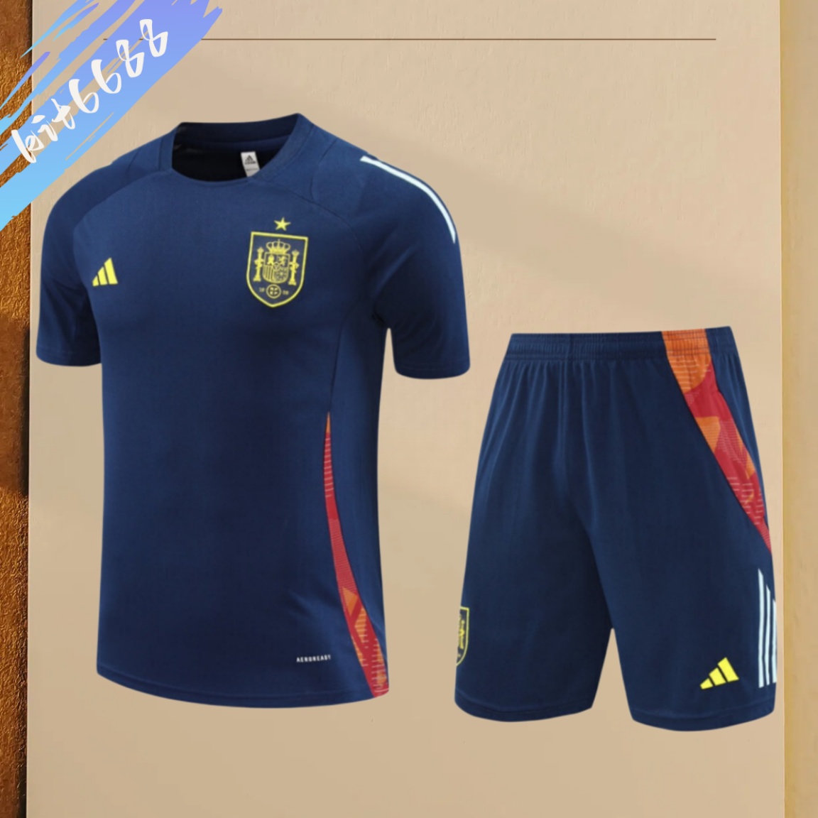 24/25 Spain royal blue  Short Sleeve Training Wear ( Adult kit Kids )