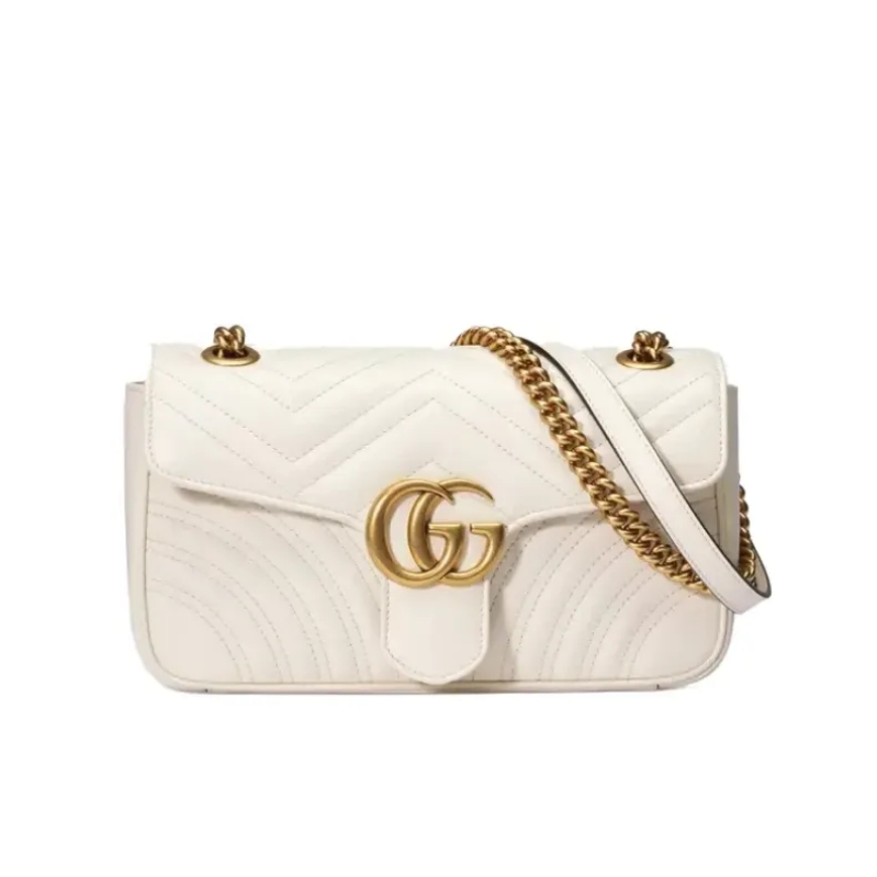 G Marmont Small White Matelass Shoulder Bag