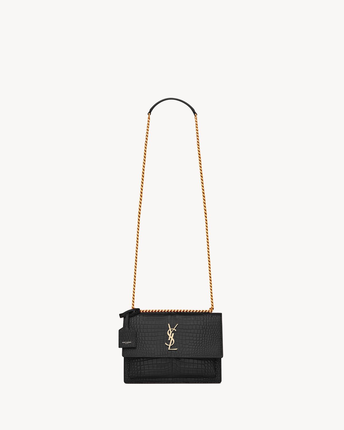 sunset medium in crocodile-embossed leather NOIR