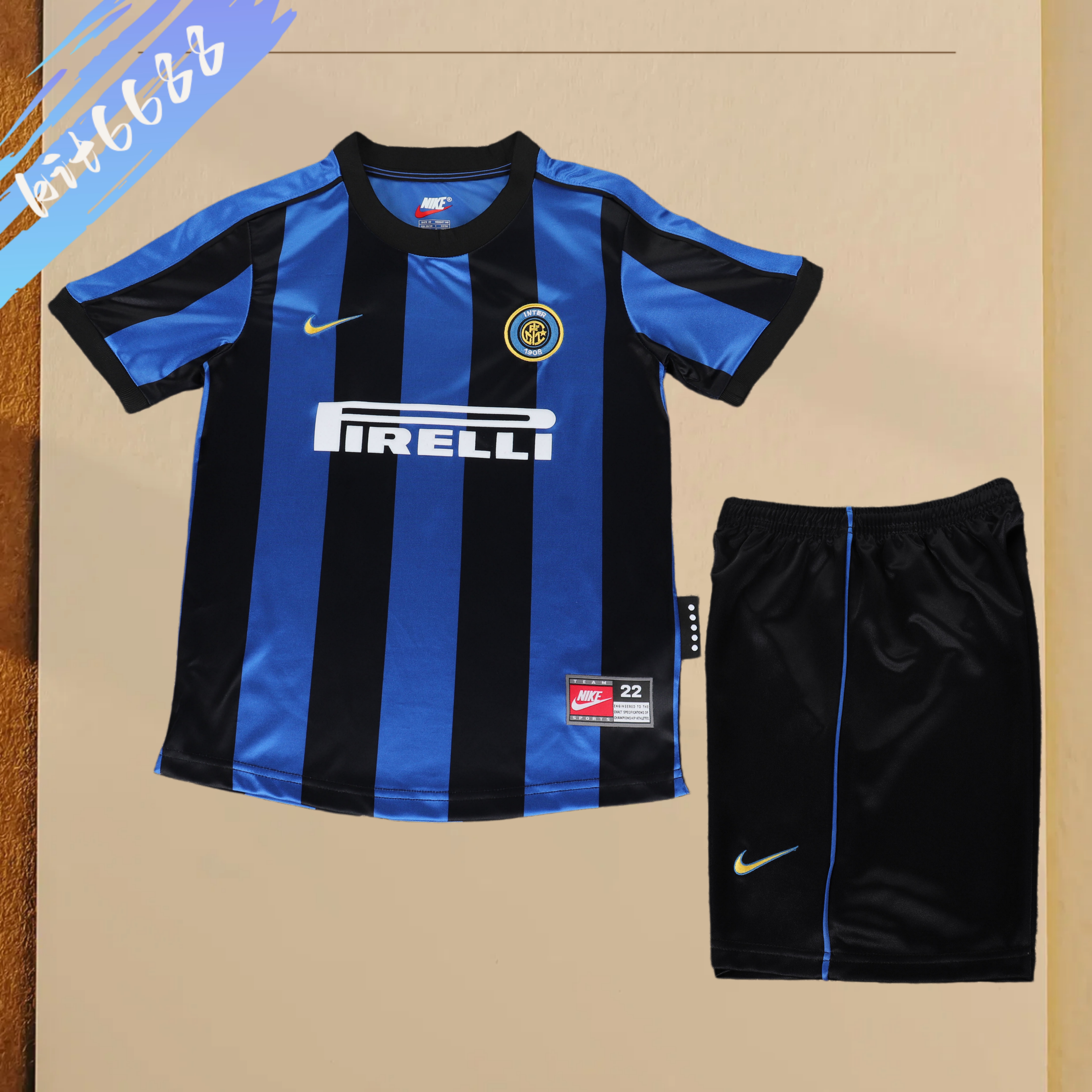 1999/2000 Inter Milan home Retro Football Shirt Kids Kit