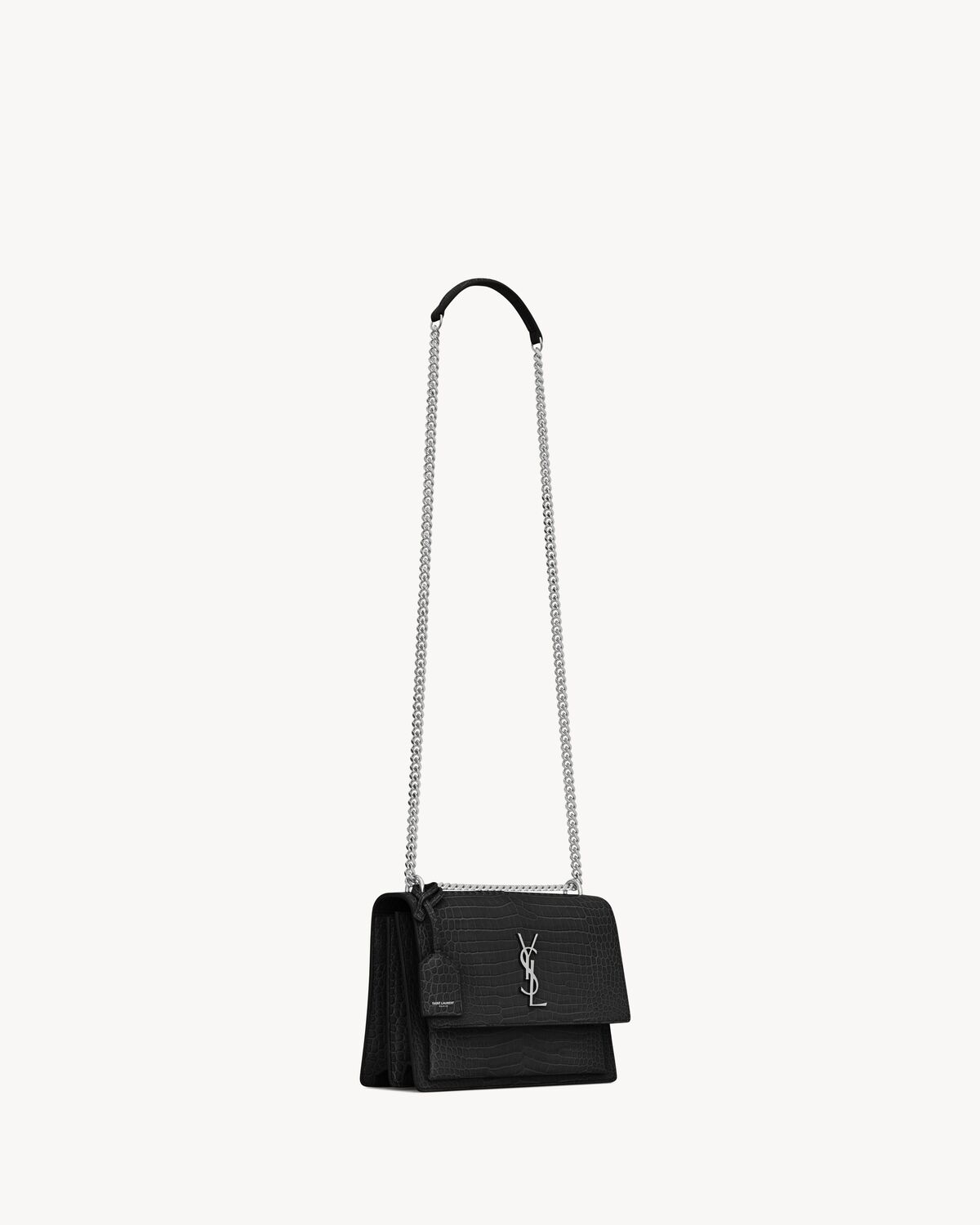 sunset medium in crocodile-embossed leather NOIR