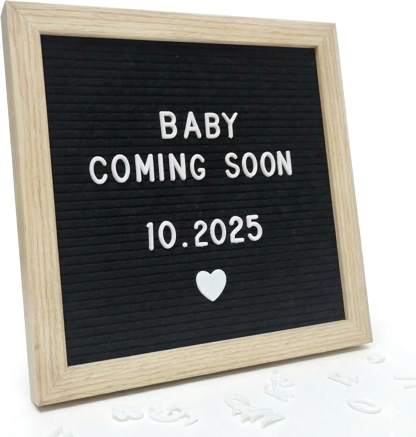 White Felt Letter Board 10x10 Inch with 336 Letters, Numbers & Symbols, Wood Frame Message Board with Easel Stand & Wall Hanger for Home, Office, Classroom & Announcements