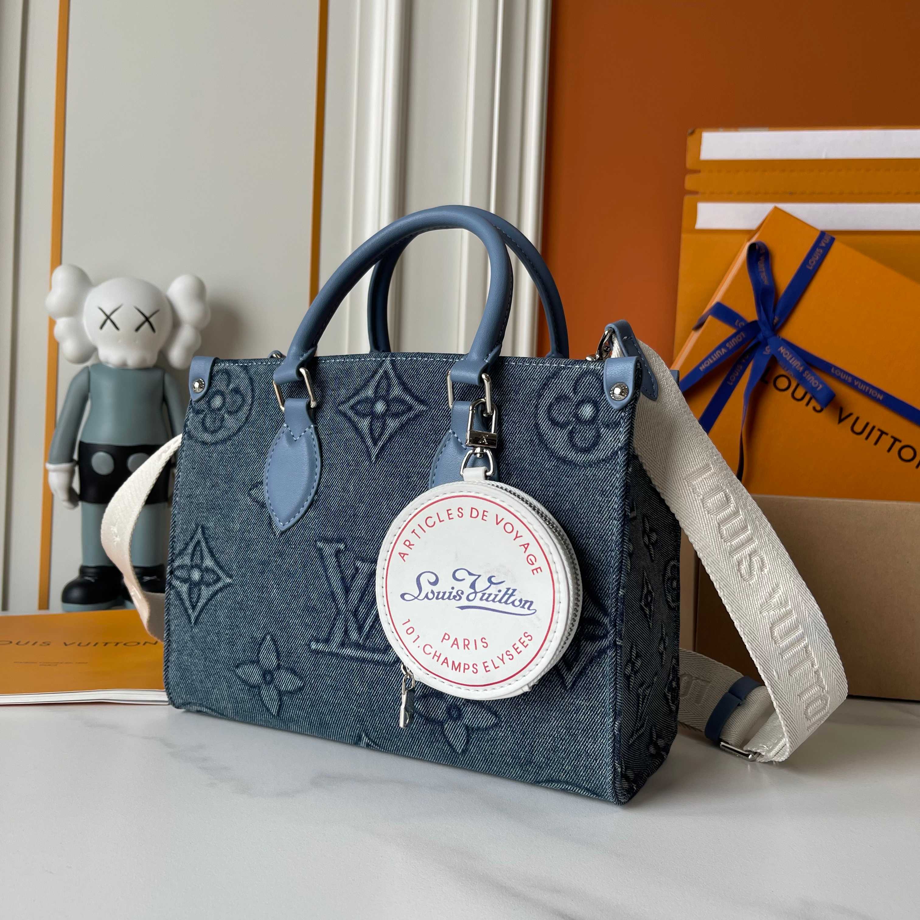 LV Large Embossed Denim Bag