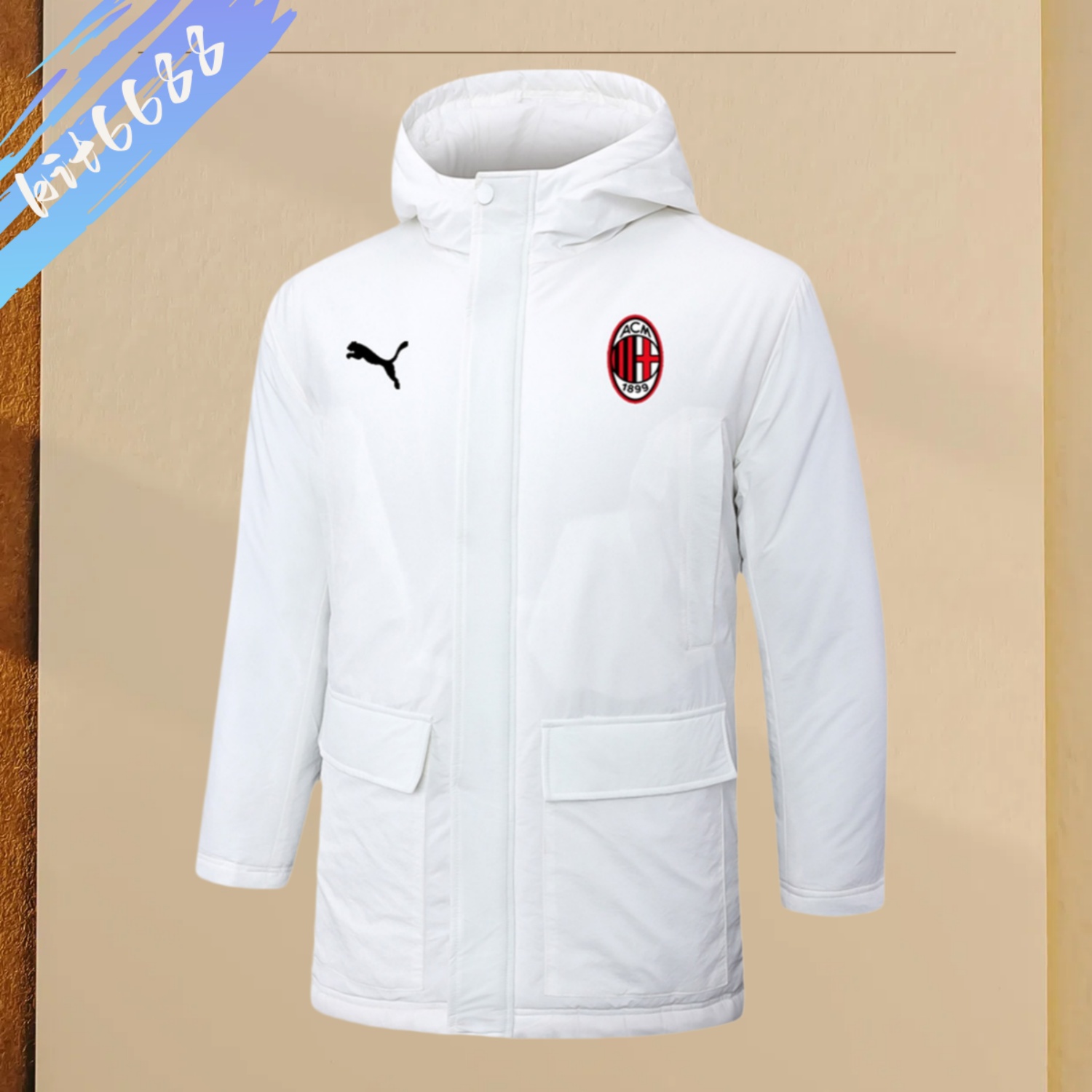 2024/2025 AC Milan White Adult Full Zip Training Suit (Long Cotton jacket)