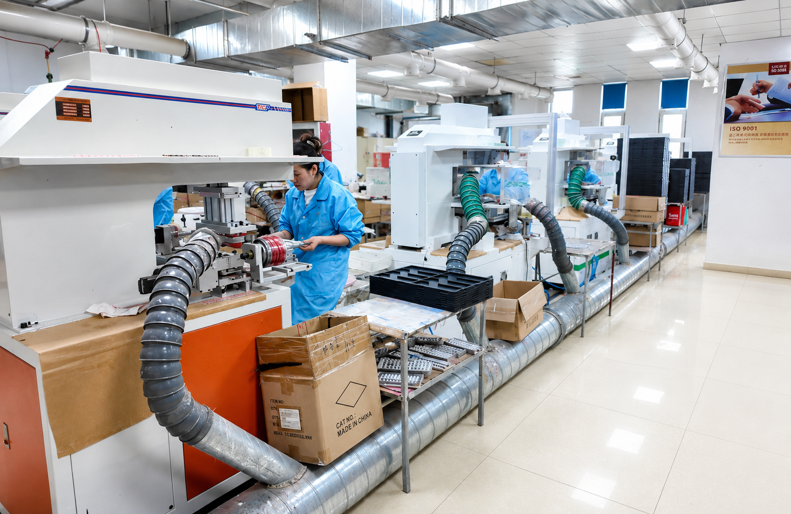 Press on nails factory production line showing direct manufacturing supply for OEM/ODM wholesale orders and large-scale nail product production.