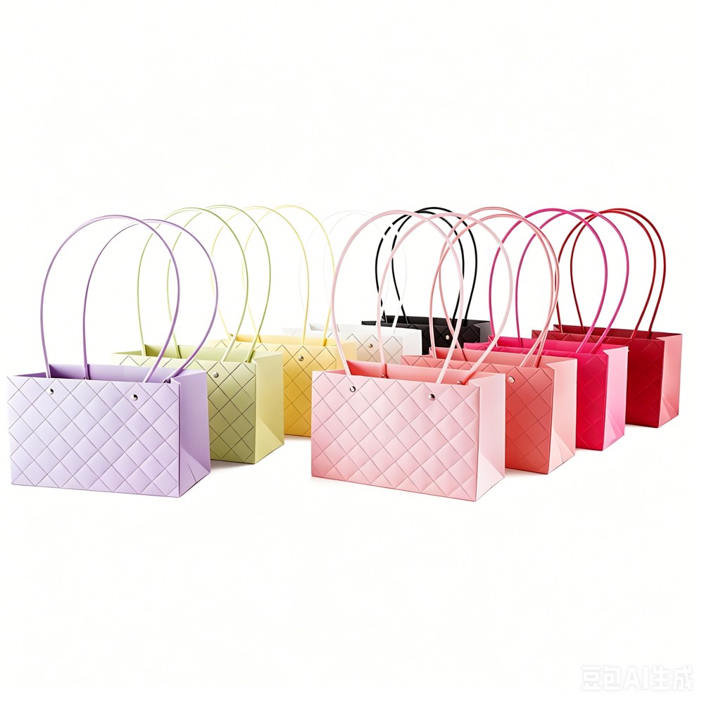 Macaron Embossed Rectangle Handheld Bag, Premium Flower Bouquet Insert Bag, Floral Gift And Wedding Souvenir Tote Bag For Bulk Wholesale