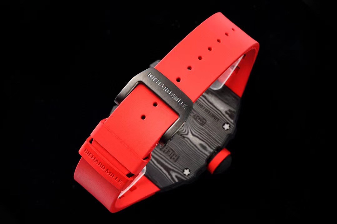 Replica RM 27-03 Rafael Nadal Black Tourbillon Red Rubber Strap