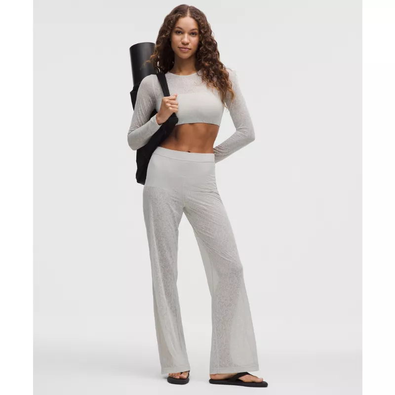 Paisley Lace Jacquard High-Rise Flared Pant
