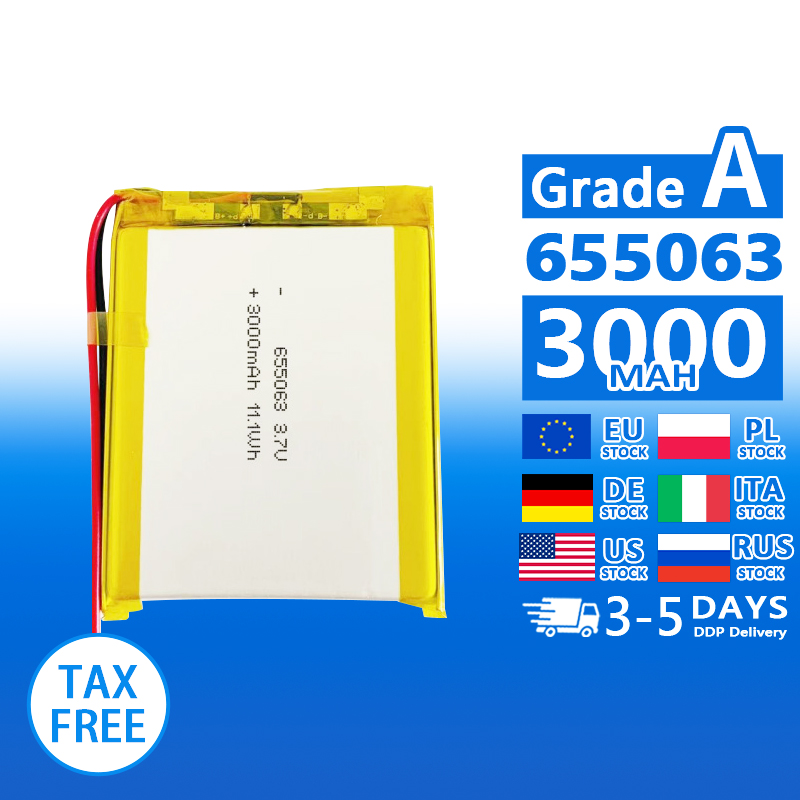 Pouch Lithium Ion Batteries 655063 3.7v3000mAh