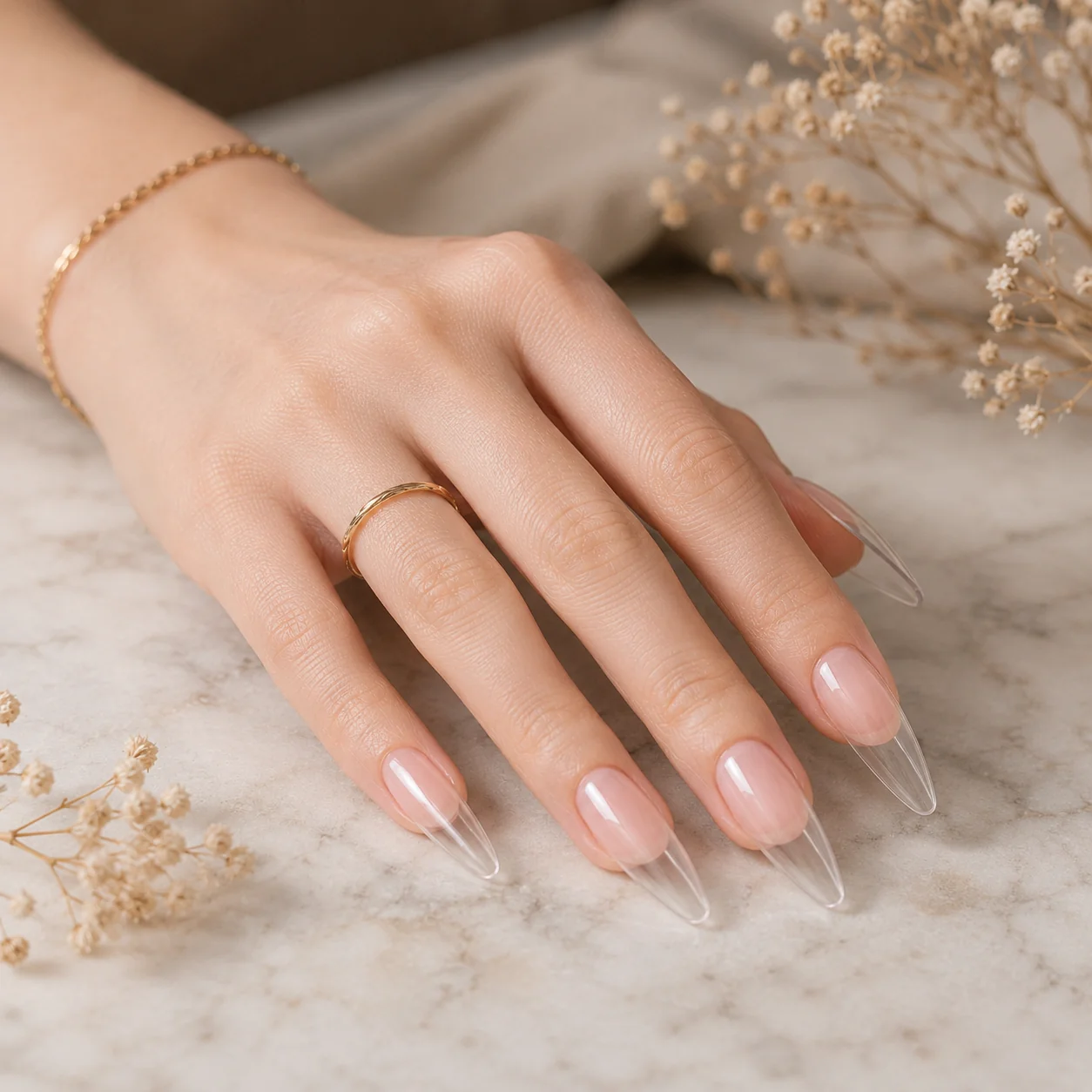 Sheer Pink Jelly Salon Style Press On Nails
