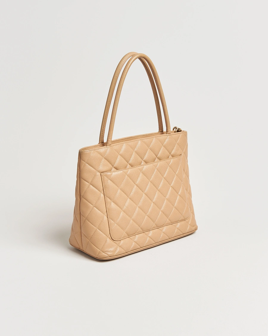 Chanel Medallion Tote Bag Caviar Beige