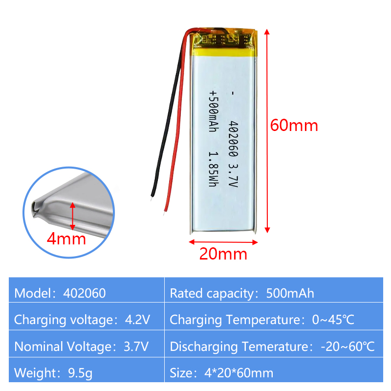 Pouch Lithium Ion Batteries 402248 403035 3.7v200mAh 400mAh