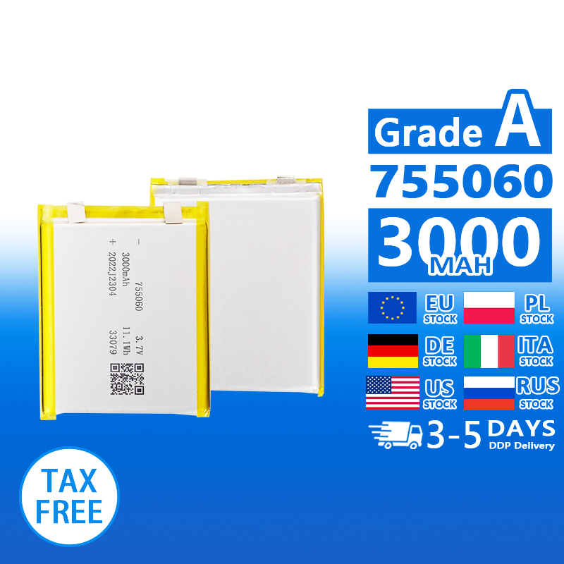 Pouch Lithium Ion Batteries 755060 3.7v3000mAh