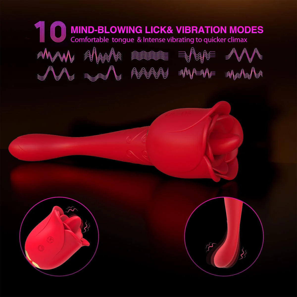 Mlovexy - Rose Honey Tongue Licking Vibration G Point Massage Stick Nipple Masturbation Device
