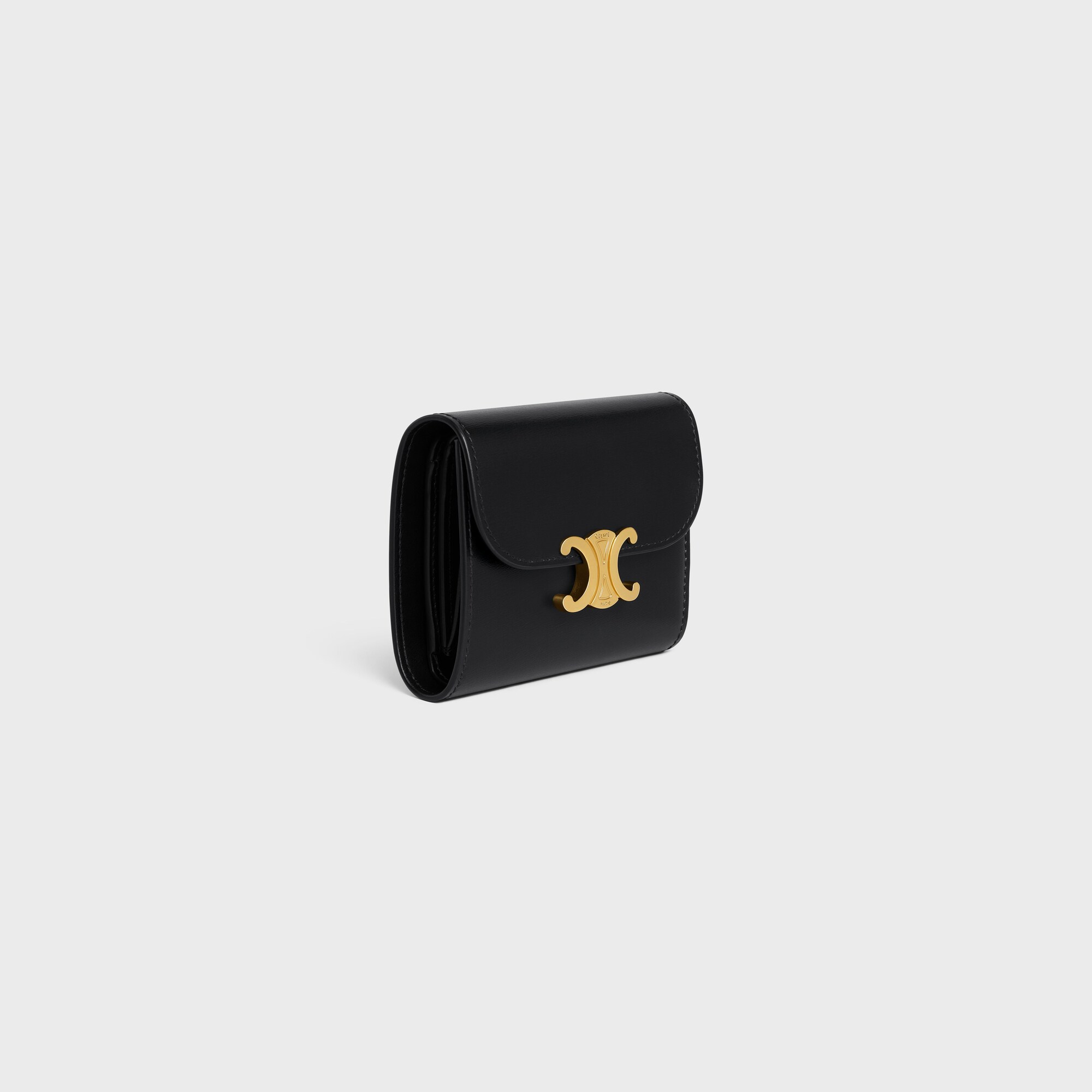 Small Flap Wallet TRIOMPHE in Shiny calfskin BLACK