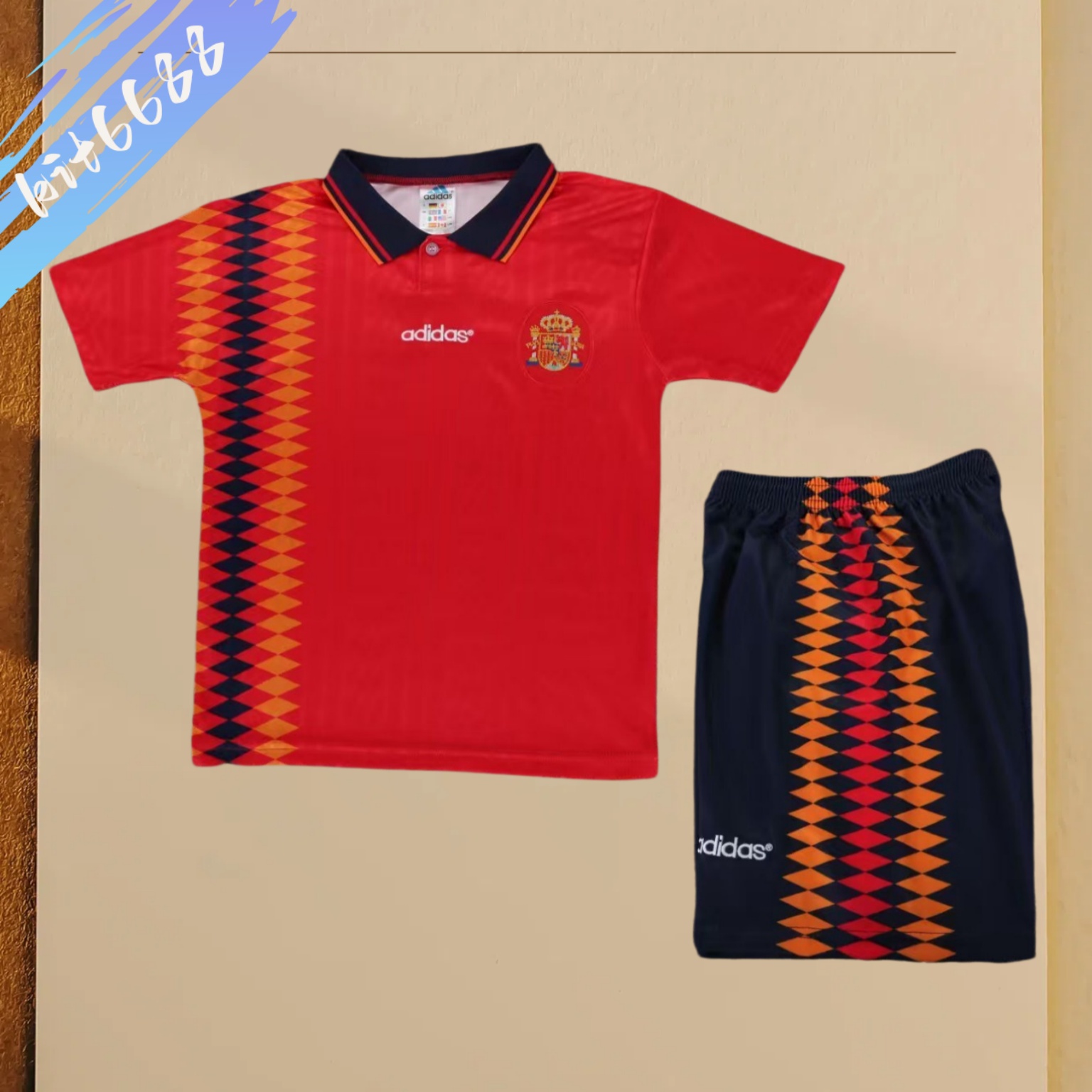 1994 Spain home Retro Football Shirt  Kids Kit
