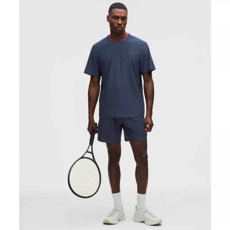 UV-Protective Striped Mesh Tennis T-Shirt