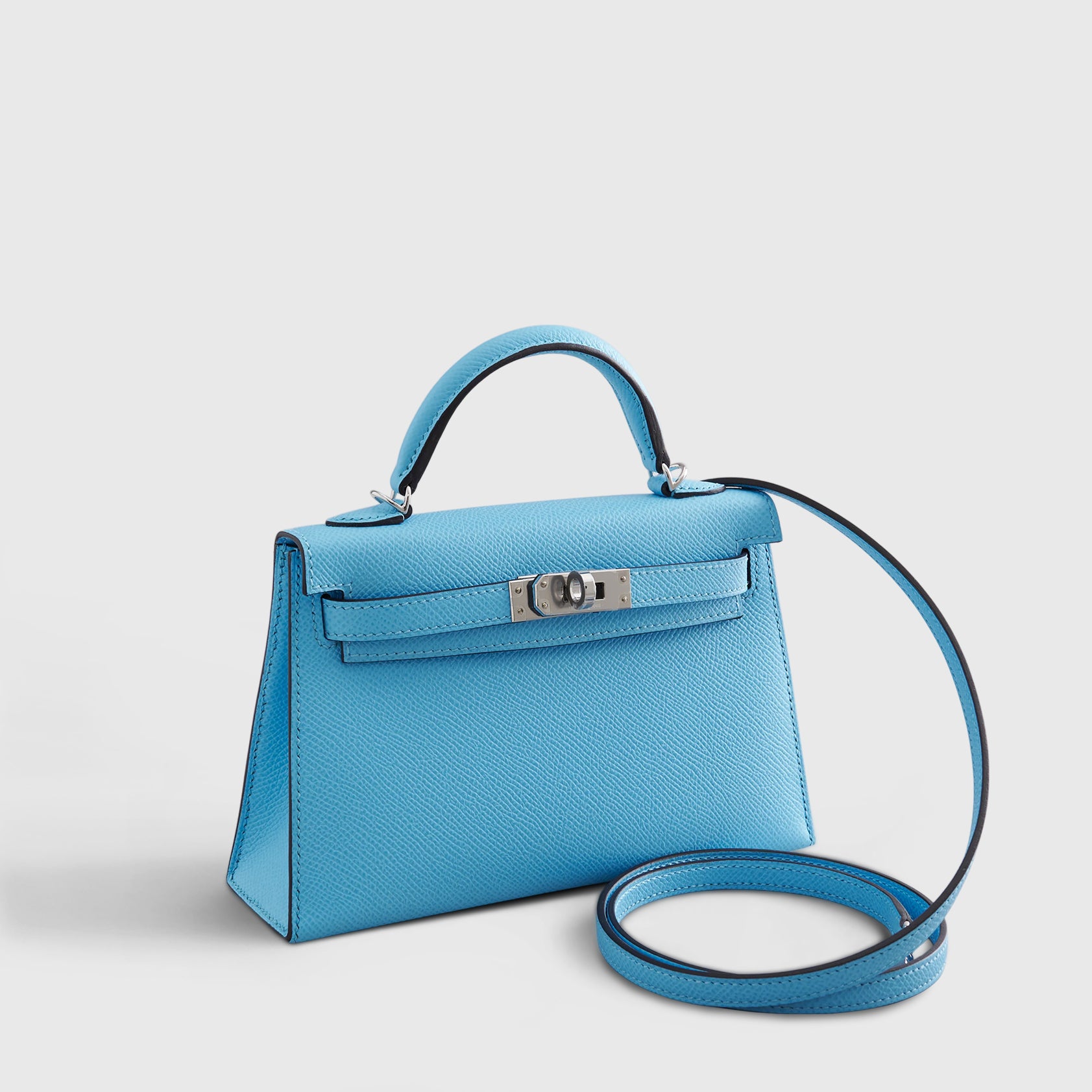 Hermès Kelly Mini Epsom Blue Celeste Sellier Palladium Hardware