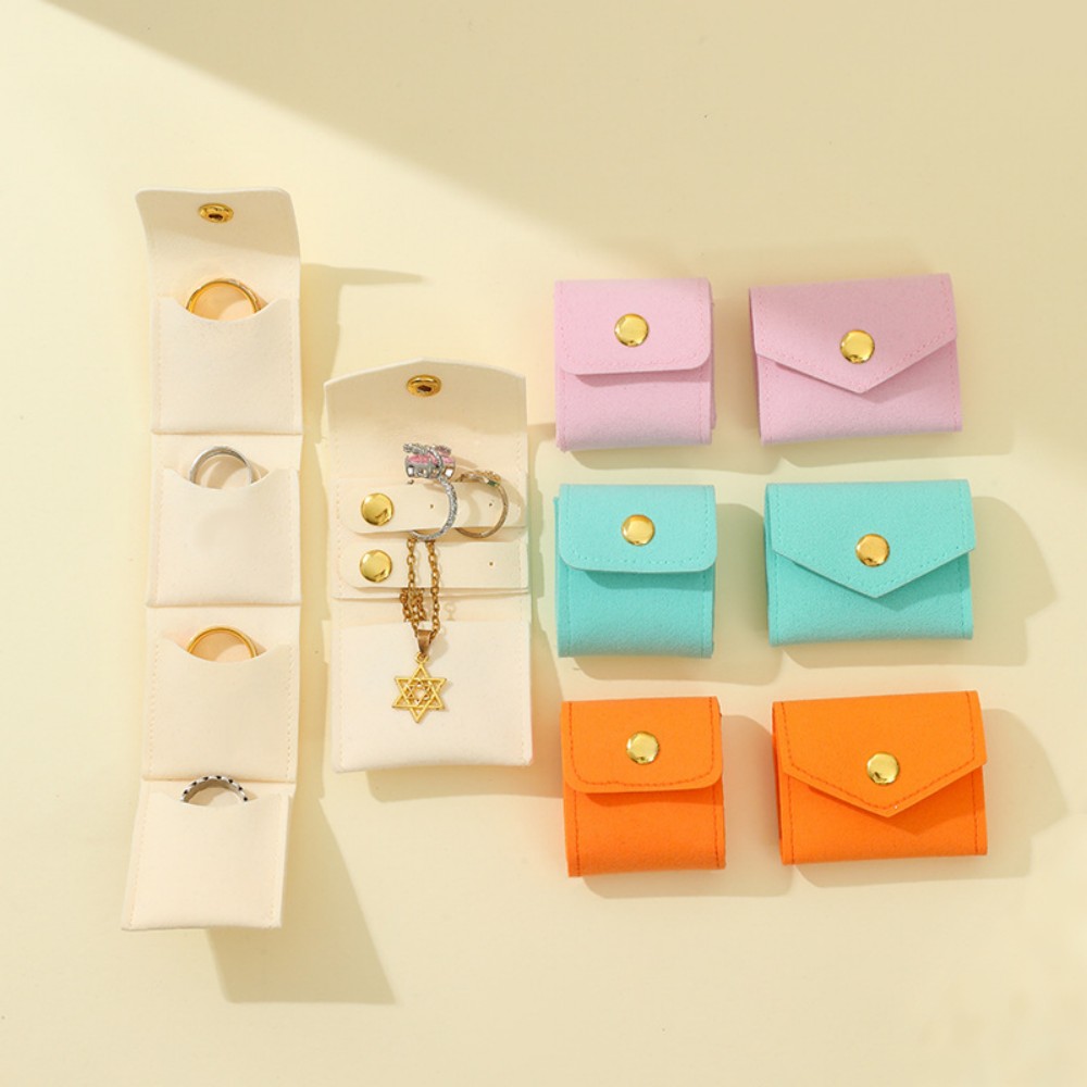 Model D Microfiber Velvet Snap Button Jewelry Bag, Anti-Oxidation Ornament Storage Pouch, Necklace Pendant Protective Bag, High-End Velvet Jewelry Packaging Bag, Custom Logo Wholesale Factory Supply