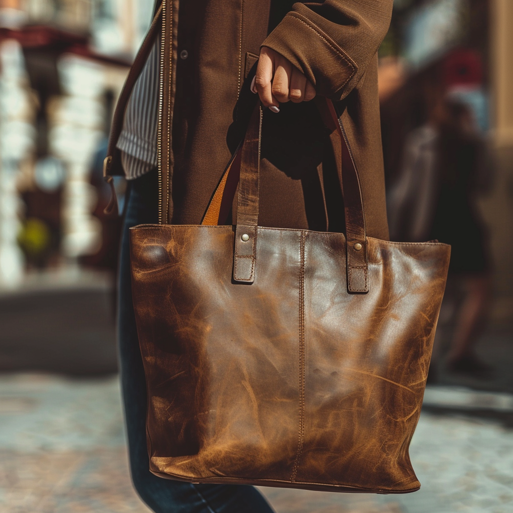 Vintage Full-Grain Leather Tote Bag