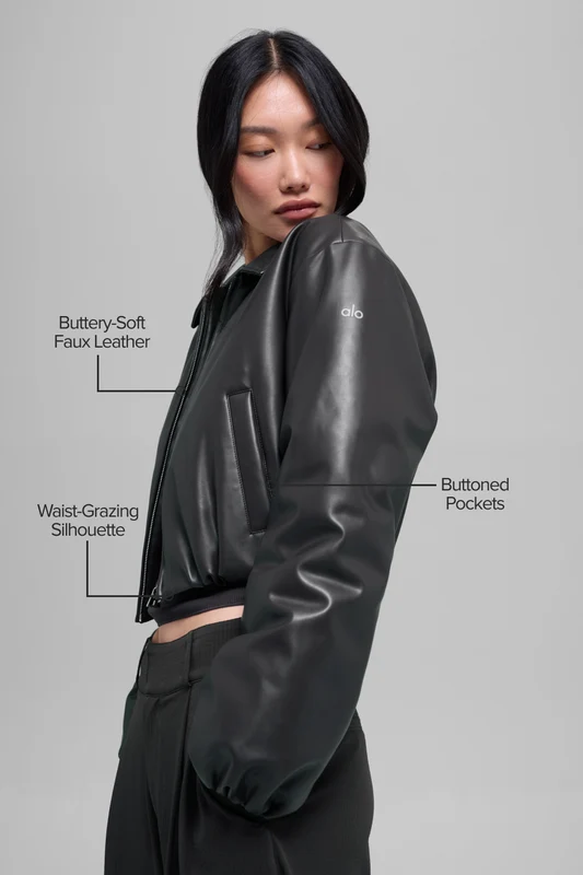Faux Leather Cropped Premier Bomber