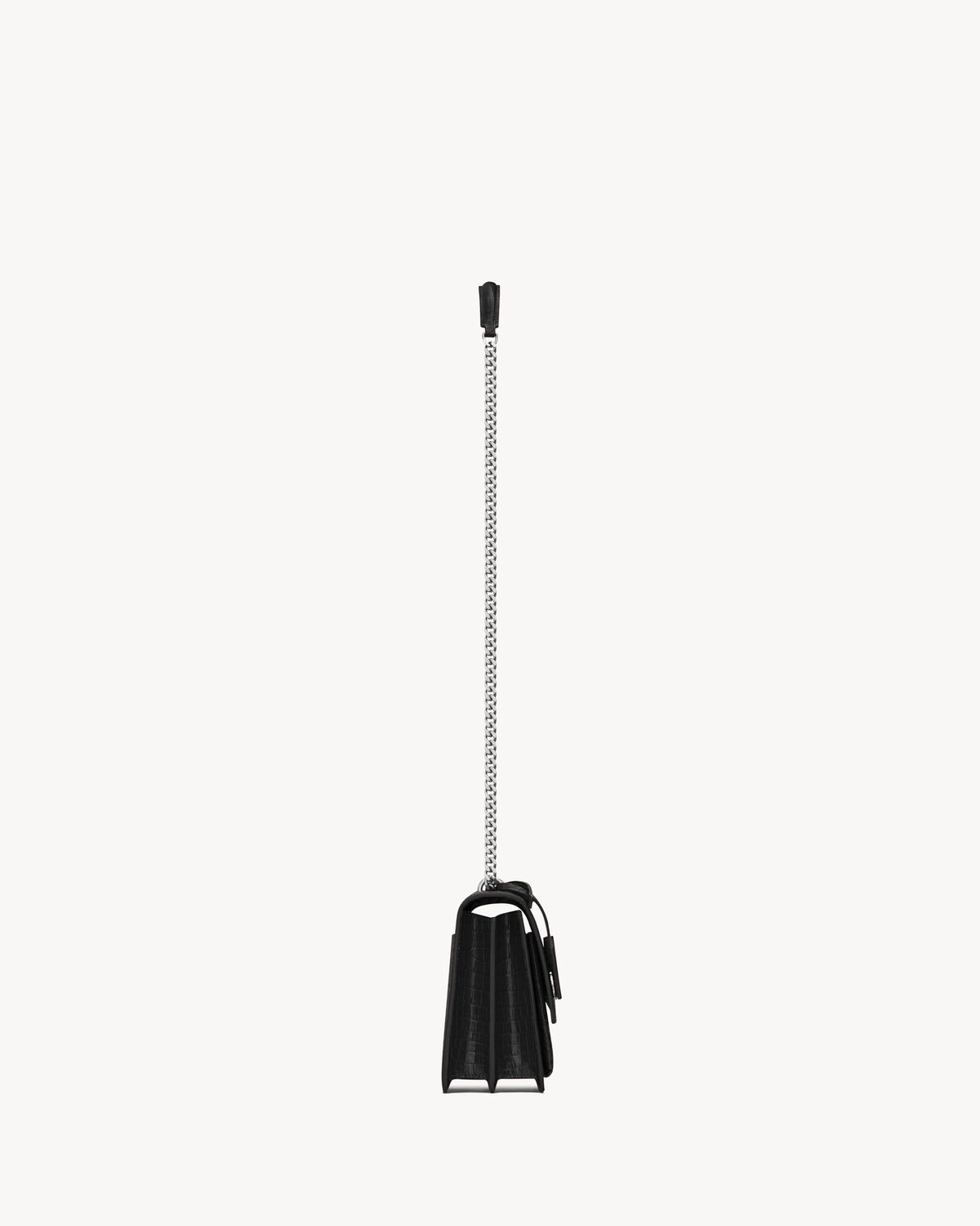 sunset medium in crocodile-embossed leather NOIR