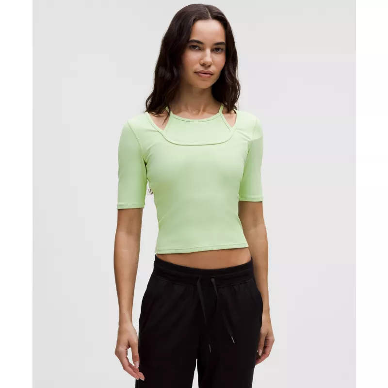 Layered-Look Ribbed Short-Sleeve Shirt