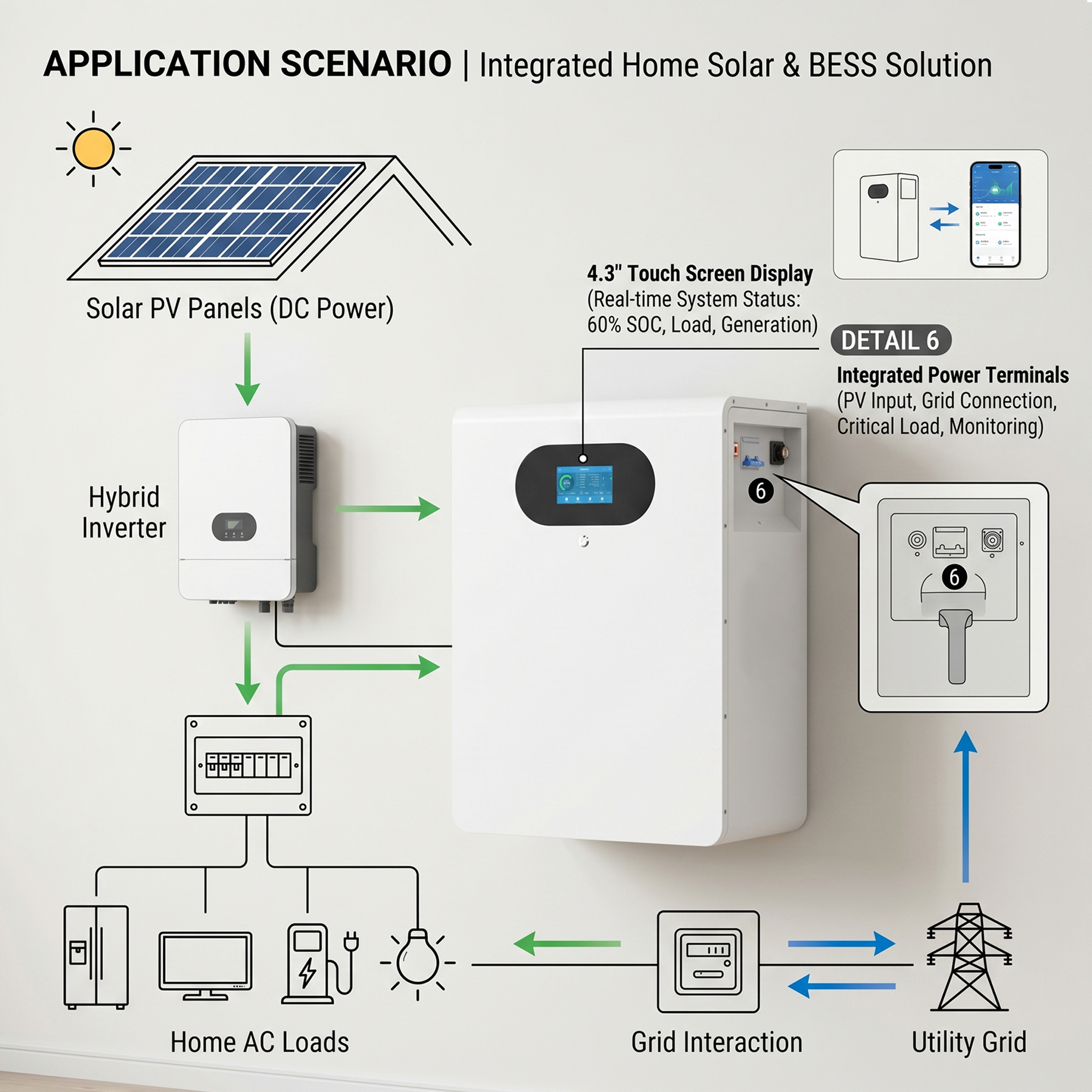 25.6V 200Ah 2P8S 10.2KWH Wall-mounted Battery