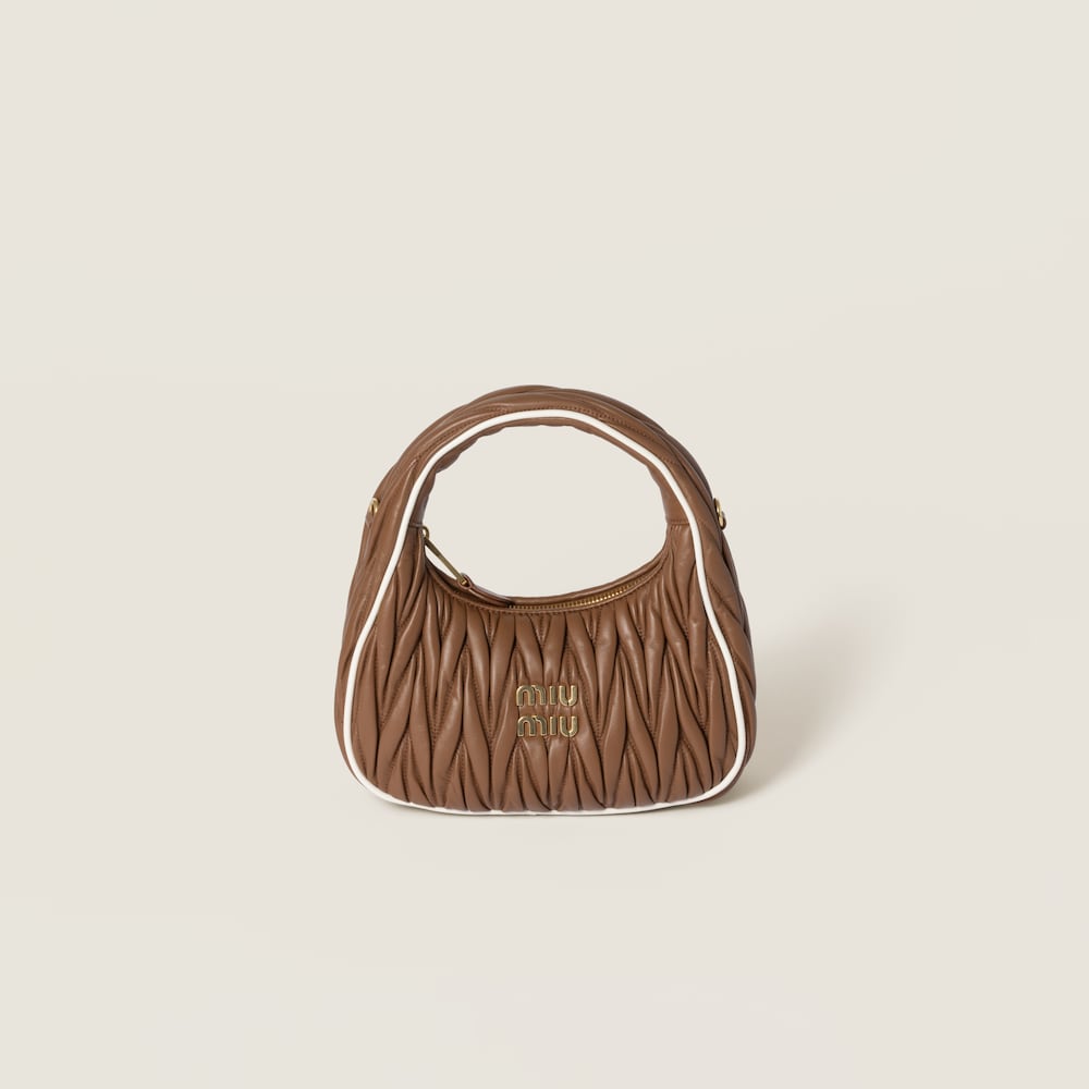Wander matelassé nappa leather bag Cognac/White