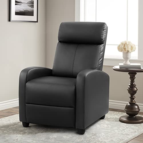 Furniwell Massage Recliner Chair for Living Room Adjustable PU Leather Reclining Chair Home Theater Seating Modern Winback Single Sofa for Adults with Footrest (Leather. Black)