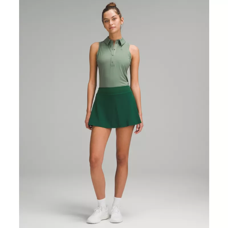 Quick-Dry Sleeveless Polo Shirt Straight Hem Logo