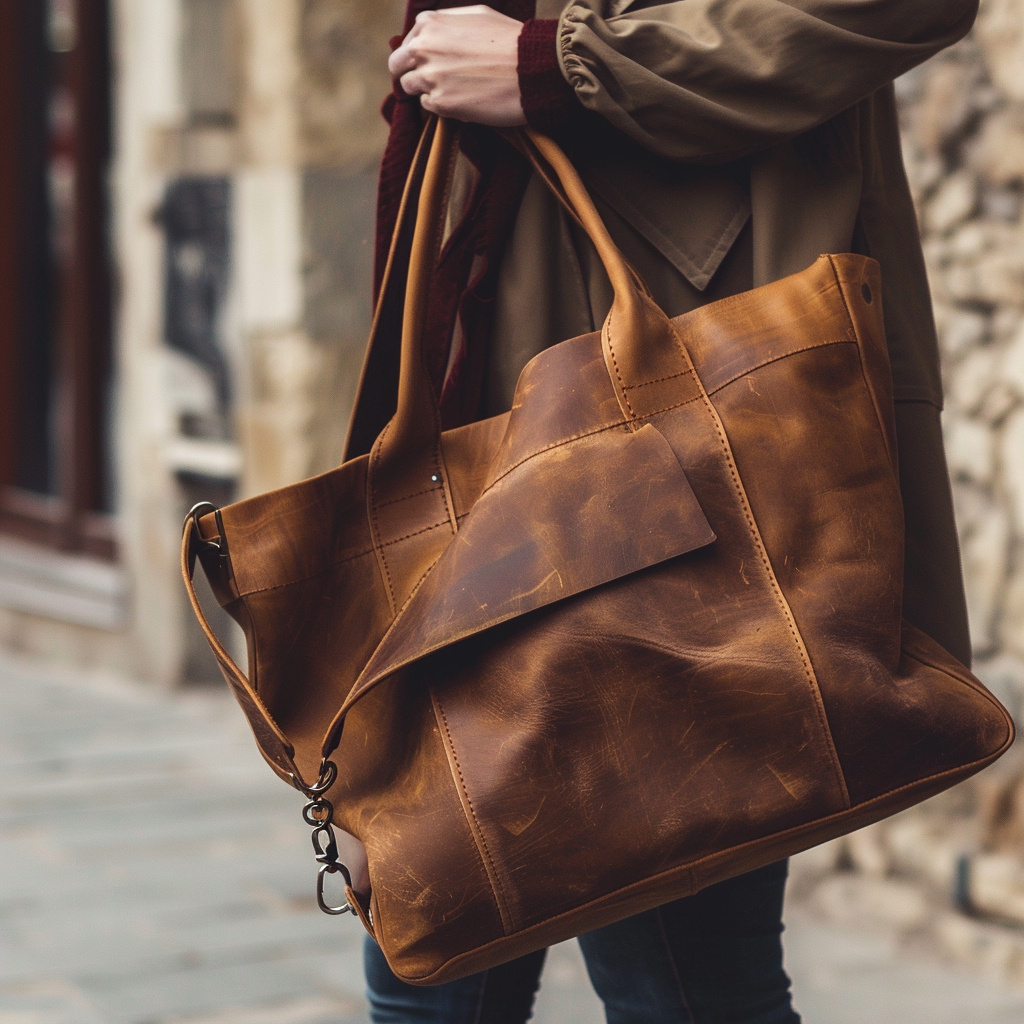 Convertible Distressed Leather Weekender Tote